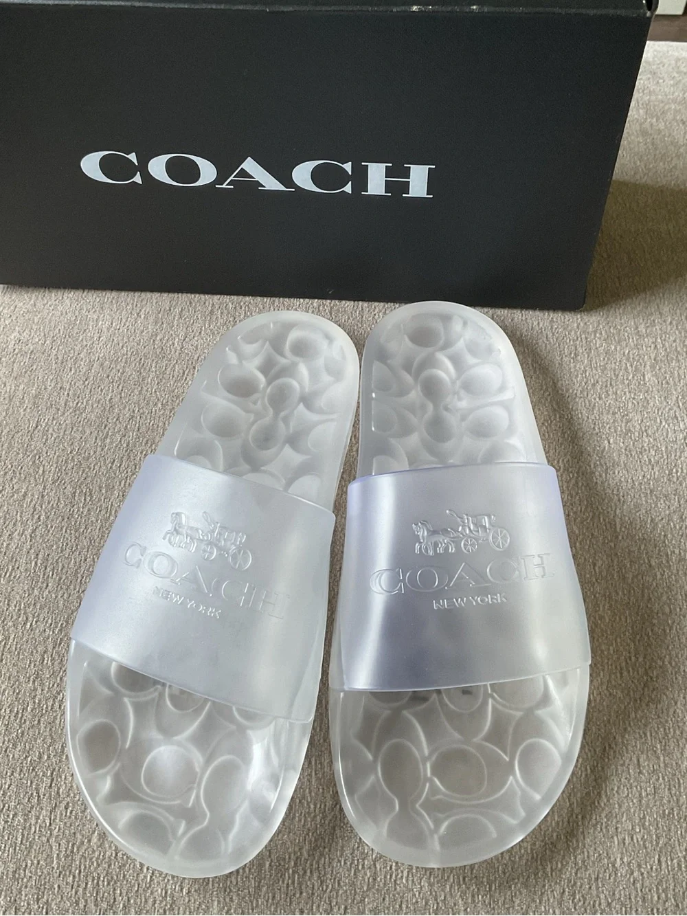 Coach Translucent White Logo Slide Sandals